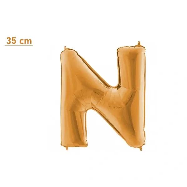 N Harf Folyo Balon – Gold – (35 cm - 16 inch)