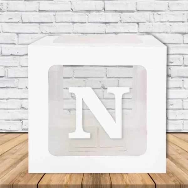 N - Harfi Şeffaf Kutu Beyaz 25 cm