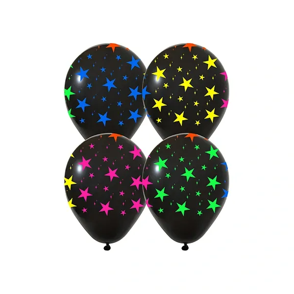 Neon Renkli Yıldız Baskılı Balon 10 adet
