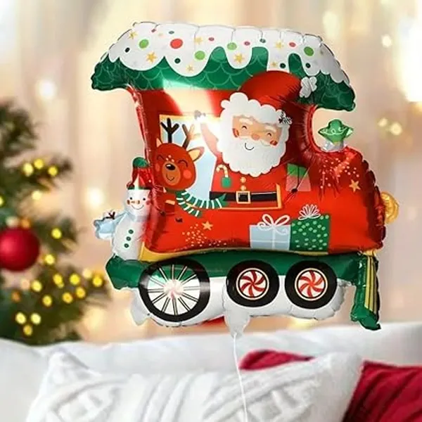 Noel Baba Tren Folyo Balon (60x65 cm)