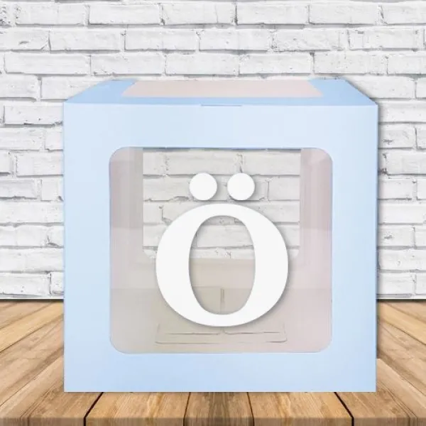 Ö - Harfi Şeffaf Balon Kutusu Mavi 16,5 cm