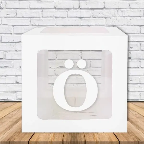 Ö - Harfi Şeffaf Kutu Beyaz 25 cm