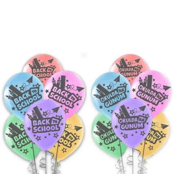 Okulda ilk Günüm ve Back To School Balon (10 adet)