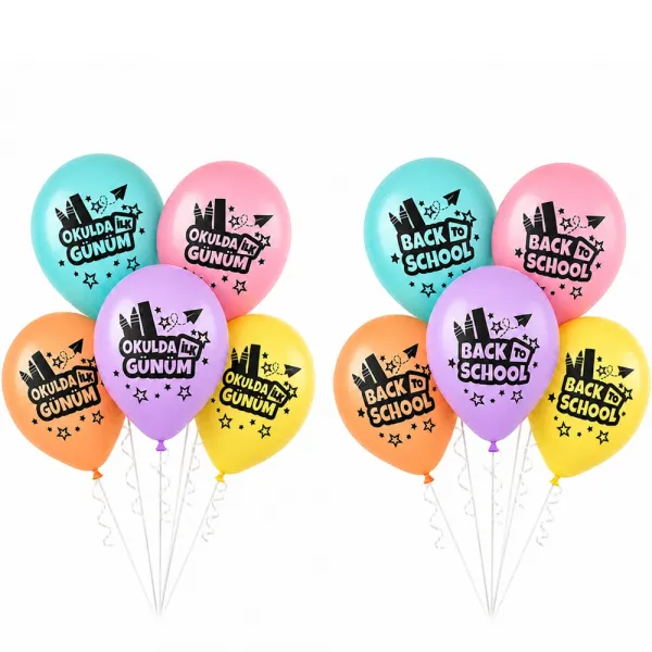 Okulda İlk Günüm ve Back to school Baskılı Balon (50 adet)