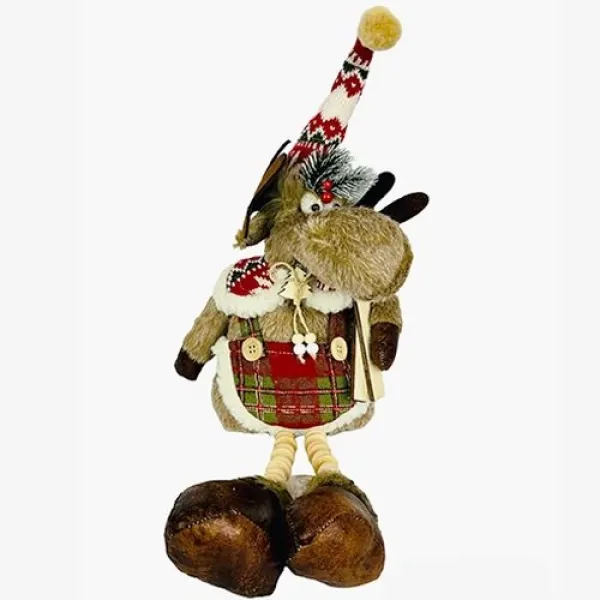 Oturan Peluş Geyik Figür Yılbaşı 56 cm