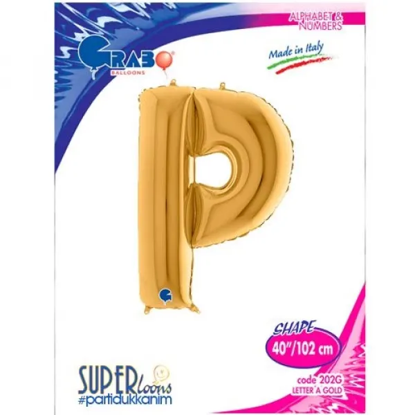 P Harf Folyo Balon – Gold – 100 cm (40 inch)