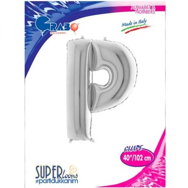 P Harf Folyo Balon – Gümüş – 100 cm (40 inch)