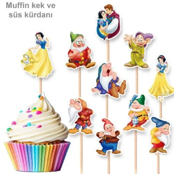 Pamuk Prenses ve Yedi Cüceler Şekilli Kürdan 10 Adet
