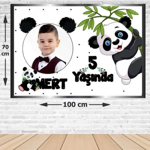 Panda Doğum Günü Parti Afişi Erkek 70*100 cm