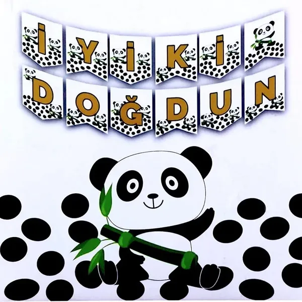 Panda İyi Ki Doğdun Yazısı 200 cm