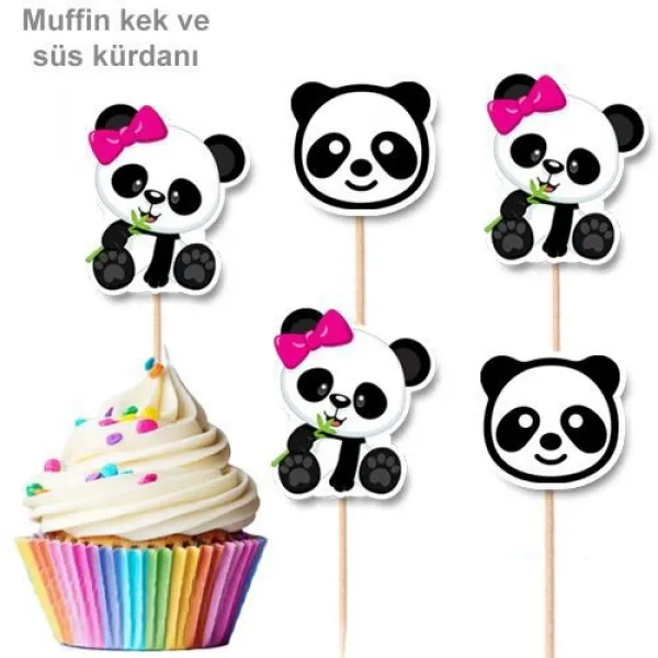 Panda Pembe Fiyonklu Şekilli Kürdan 10 Adet