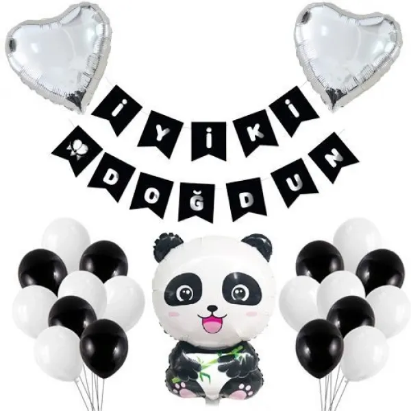 Panda Temalı Doğum Günü Süsleri Seti