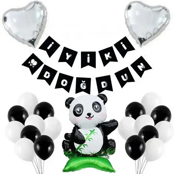 Panda Temalı Doğum Günü Süsleri Seti