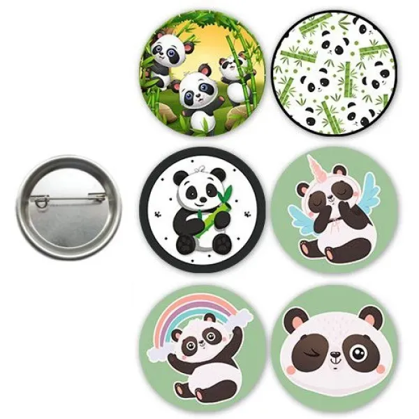 Panda Temalı Hediyelik Parti Rozeti (6 adet)