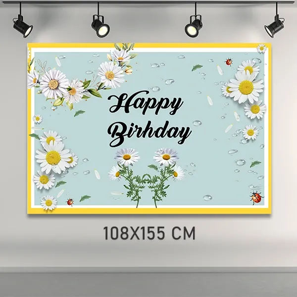 Papatya Temalı Doğum Günü Afişi (108x155 cm)