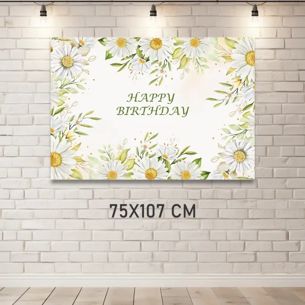 Papatya Temalı Happy Birthday Poster (75x107 cm)