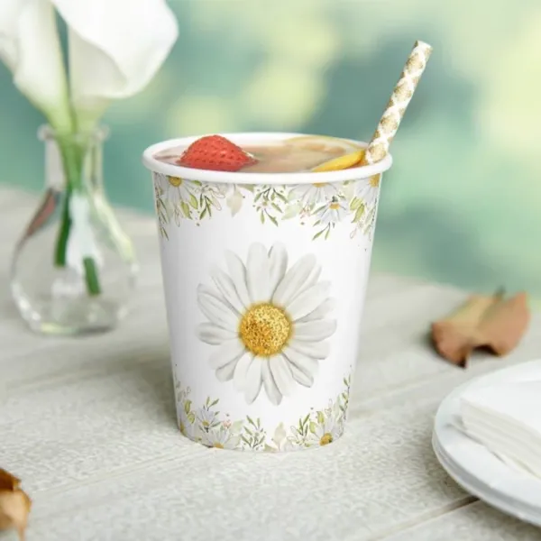 Papatya Temalı Karton Bardak 8 Adet