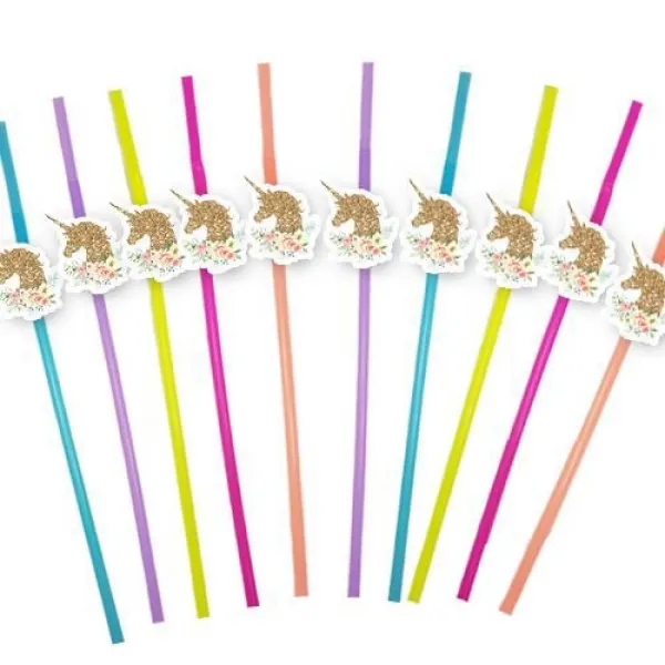 Parıltılı Unicorn Artistik Pipet 10 Adet