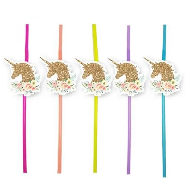 Parıltılı Unicorn Artistik Pipet 10 Adet