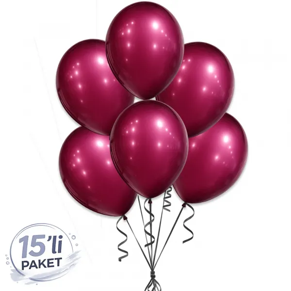 Pastel Kristal Bordo Balon (15 Adet)