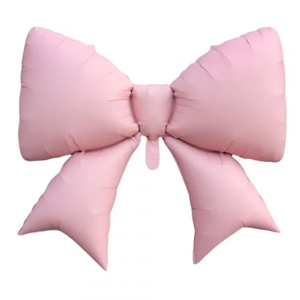 Pastel Fiyonk Pembe Kurdele Folyo Balon (96x75 cm)