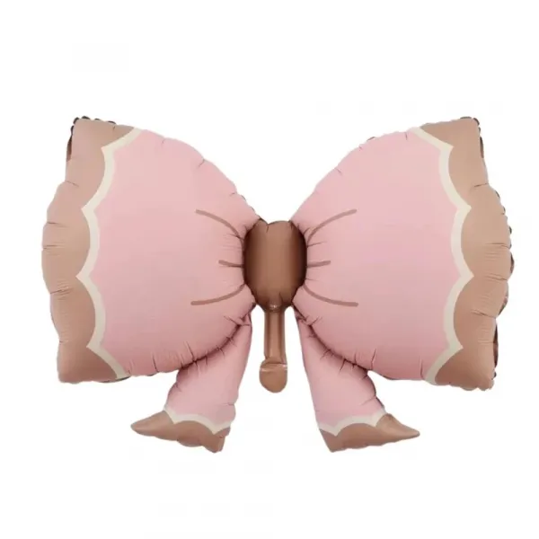 Retro Fiyonk Pembe Kurdele Folyo Balon (92x58 cm)