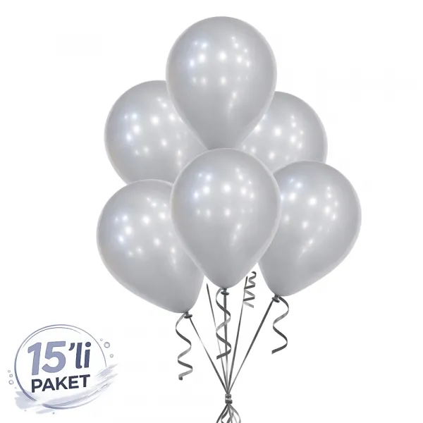 Pastel Gri Balon (15 Adet)