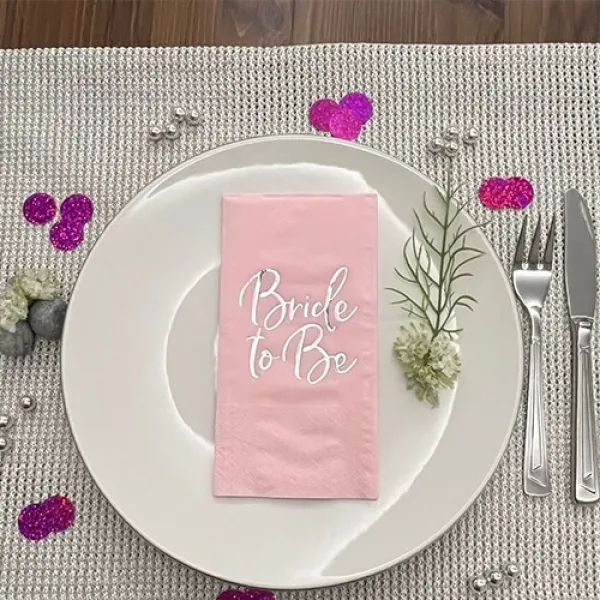 Pembe Bride To Be Peçete Gümüş Yaldızlı 16 Adet
