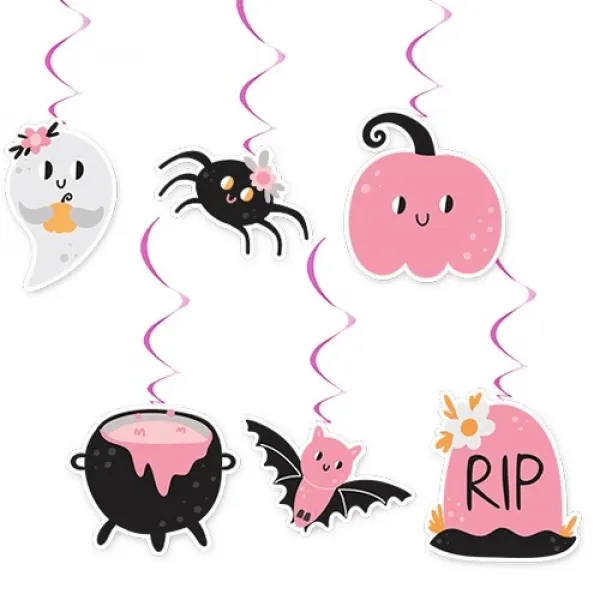 Pembe Halloween Asma Süs 6 Adet
