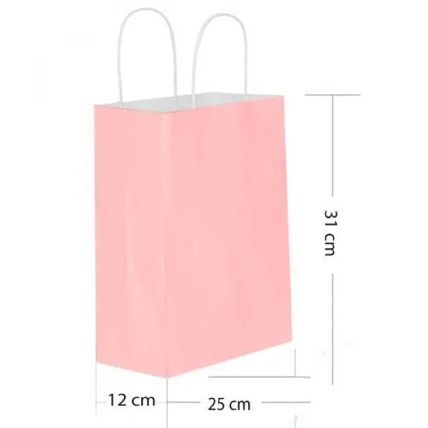 Pembe Kağıt Çanta Büyük Boy (31x25 cm)
