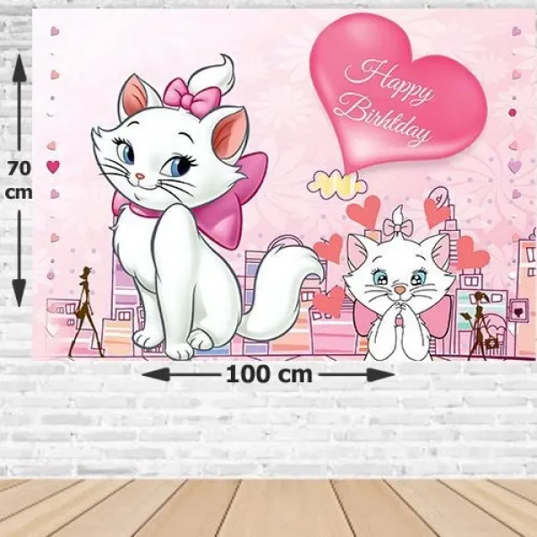 Pembe Kedi Doğum Günü  Afişi 70*100 cm