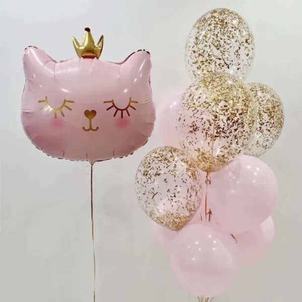 Pembe Kedi Folyo Balon 48x50 cm