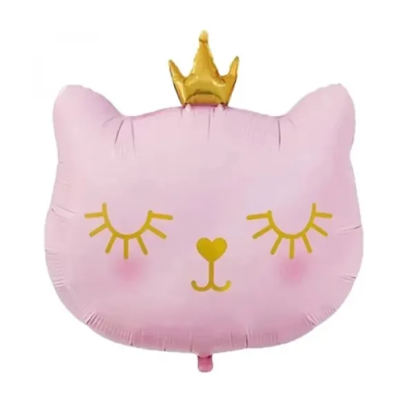 Pembe Kedi Folyo Balon 48x50 cm