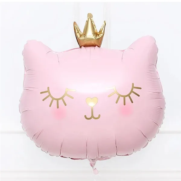 Pembe Kedi Folyo Balon 48x50 cm