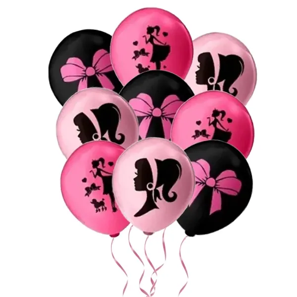 Pembe Kız (pink girl) Baskılı Balon (9 Adet)
