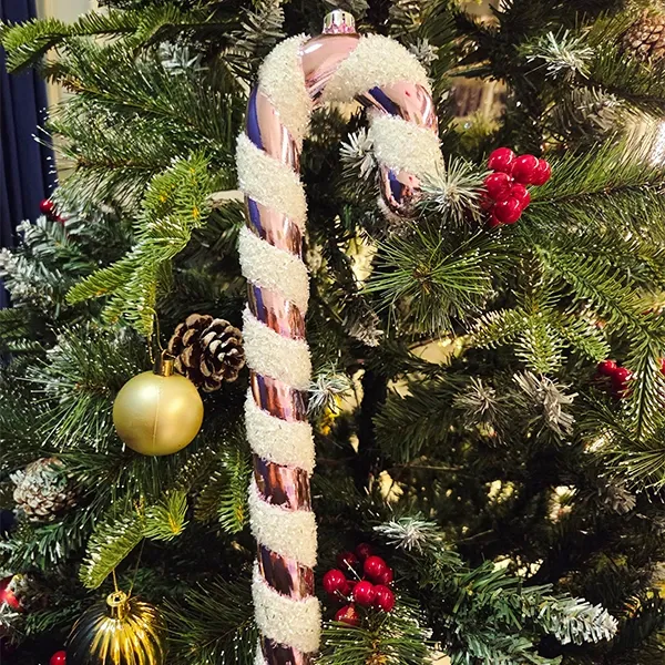 Pembe Plastik Simli Baston Şeker (40 cm - 1 Adet)