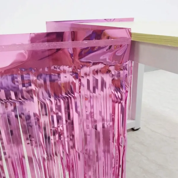 Pembe Püsküllü Masa Eteği 70*300 cm