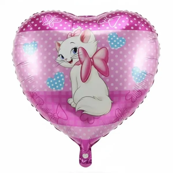 Pembe Sevimli Kedi Kalp Folyo Balon (45 cm)