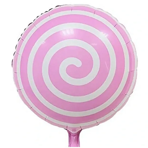 Pembe Spiral Şeker Folyo Balon (45 cm)