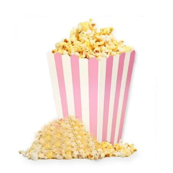 Pembe Üzeri Beyaz Çizgili Mısır Kutusu (8 adet)