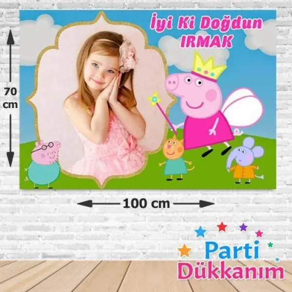 Peppa Pig Doğum Günü Parti Afişi 70*100 cm