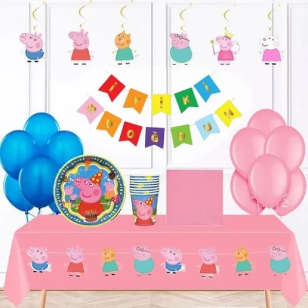 Peppa Pig Doğum Günü Parti Seti 8 Kişilik