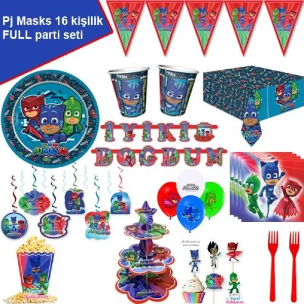 Pijamaskeliler 16 Kişilik FULL Parti Seti
