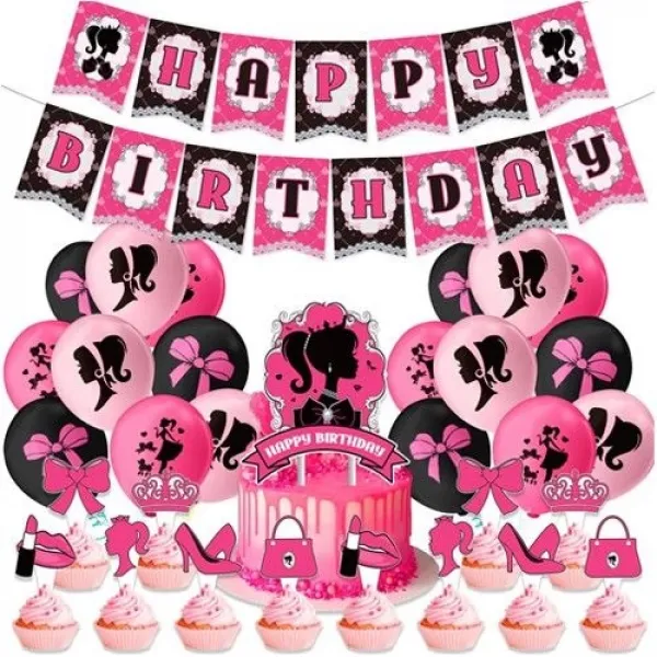 Pink Girl Doğum Günü Partisi Süsleme Seti