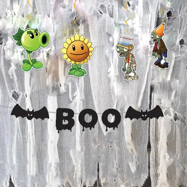 Plants vs Zombies Halloween Tül ve Spiralli Asma Süs Seti