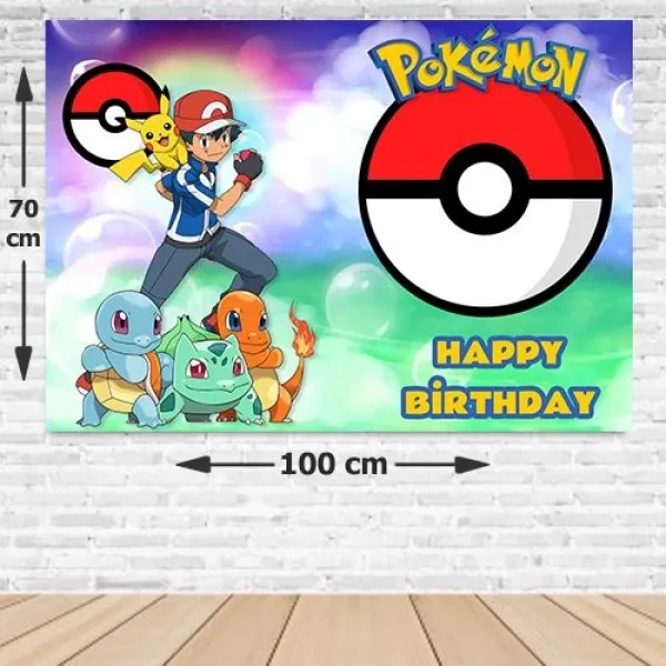 Pokemon Doğum Günü Parti Afişi Resimsiz 70*100 cm
