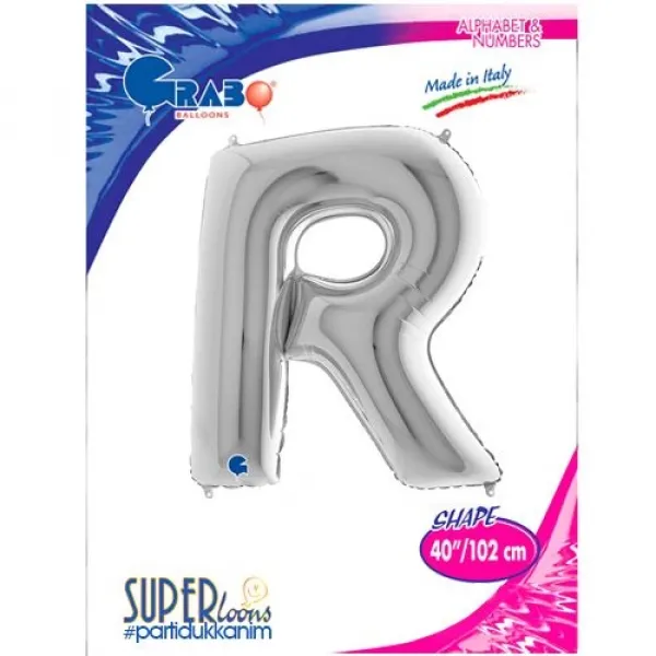R Harf Folyo Balon – Gümüş – 100 cm (40 inch)