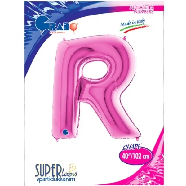 R Harf Folyo Balon – Pembe – 100 cm (40 inch)