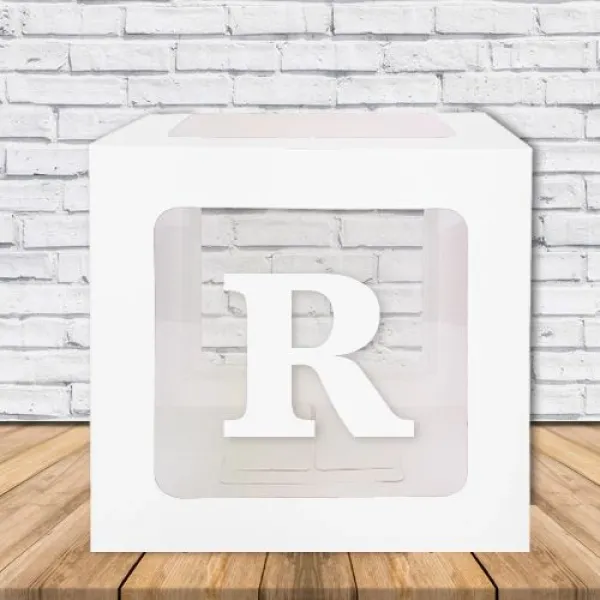 R - Harfi Şeffaf Kutu Beyaz 25 cm