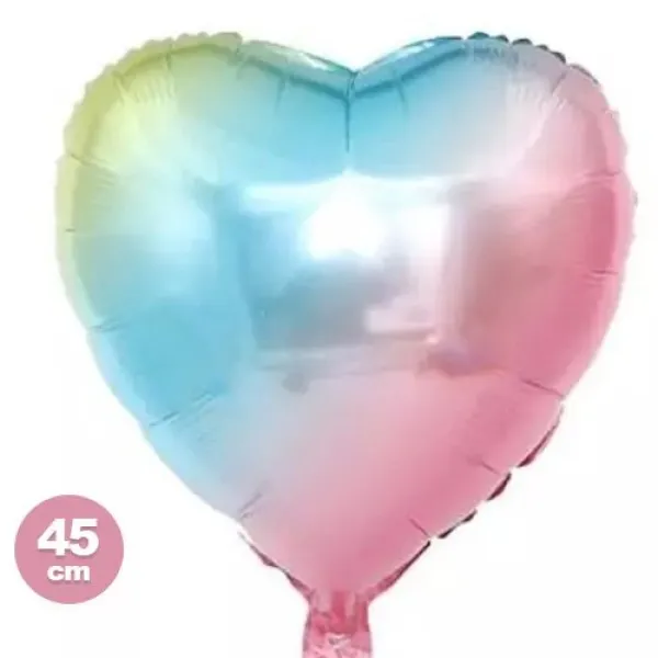 Gökkuşağı Karışık Renkli Kalp Folyo Balon 45 cm